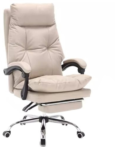 Chefsessel Bequemer Bürostuhl Mit Liegefunktion, Robuster Managerstuhl Aus Rindsleder Der Ersten Schicht, Ergonomisch Geformter Bürodrehstuhl, Tragkraft: 130 Kg (Color : Schwarz, S : 73 * 115-121cm)