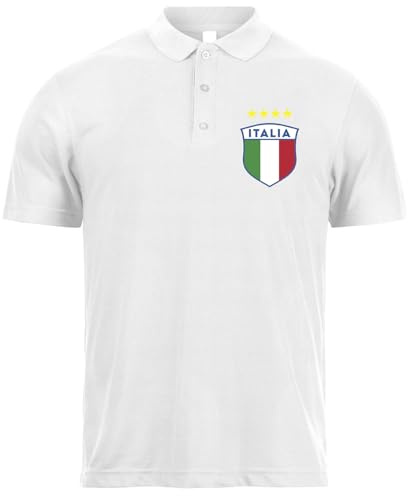 Fussball Poloshirt Herren | Personalisiertes T Shirt mit eigenem Namen und Nummer | Italien 2026 Trikot (L Weiß Ohne Druck)