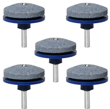 Pumwoy 5 PCS Lawn Mower Blade Sharpener, Heavy Duty Garden Tool Sharpener, Lawn Mower Grinder Wheel Stone, Rotary Blade Sharpener, Sharpener for Rotary Lawn Mower for Most Power Drill Hand Drill