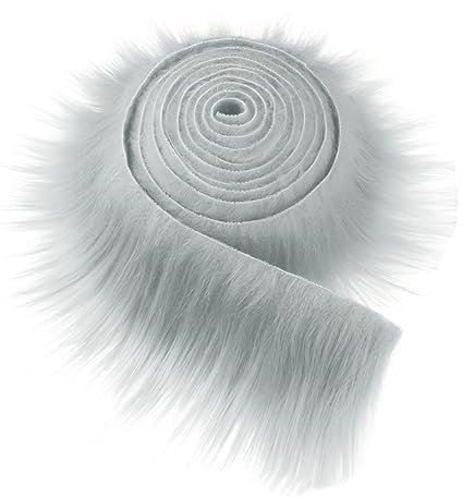 Furry kunstfell zum basteln, 5×150CM Fell zum basteln Flauschig Weich, kunstfell meterware für Heimwerker Cosplay Kostümdekoration Weihnachtsmannhaar und Weihnachtsbaumdekoration (grau)