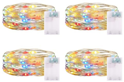 2M Lichterkette Batterie Timer, 20er LED Lichterkette Bunt Batterie, Kupferdraht Lichterkette IP65 wasserdicht für DIY Schlafzimmer Garten Party Weihnachten Hochzeit Deko