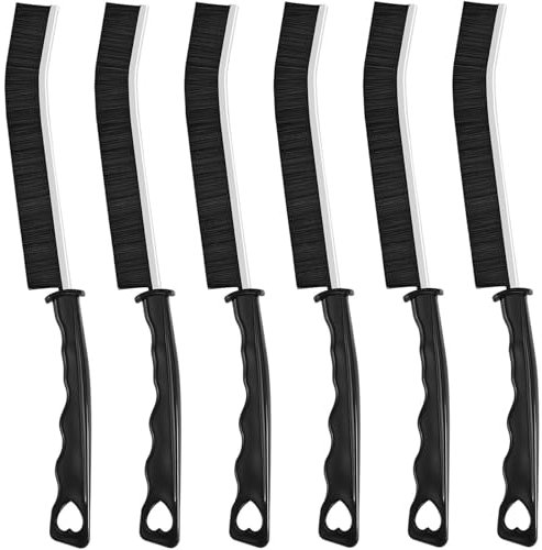 JCKD 6 Piezas Cepillo de Limpieza de Grietas, Cepillo de Azulejos de baño Limpio, Cepillo de Limpieza de Ducha, Herramienta Multifuncional de Limpieza Profunda de Cocina, Puerta y Ventana (Negro)
