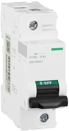 RWRAPS Disjoncteur Disjoncteur Miniature C120L 1P Courbe D 63A Tension de Fonctionnement nominale 230VAC 50/60Hz A9N19836