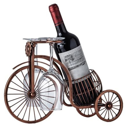 SkyjOy Portabottiglie Vino Portabottiglie Portabicchieri da vino Triciclo vintage Ornamento Mobiletto for vino da soggiorno Decorazioni da tavolo Cremagliera Del Vino