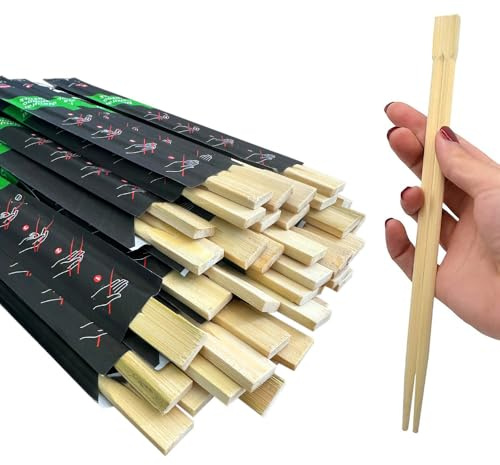 Paluplus 100 Paia di Bacchette per Sushi in Bamboo, Lunghezza 21 cm, Bacchette Cinesi Biodegradabili Monouso, Confezionate Singolarmente, Posate Asiatiche per cibo Giapponese, Noodles -273M