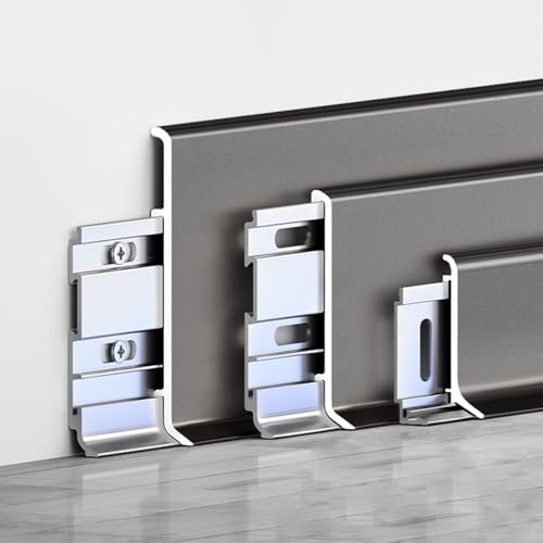 Plinthe Garniture de moulure de plinthe en aluminium, hauteurs 1,5/2,4/3,2 pouces, longueur 2/2,5/3,3/4/5/5,8 pieds, base murale en métal, garniture de plinthe à arc rond pour salle de bain(H-4cm/1.5i