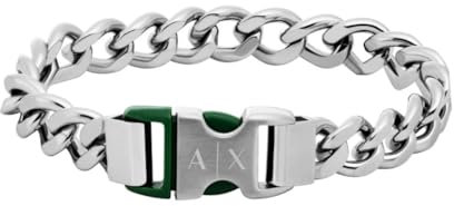 Armani Exchange Herren Edelstahl Armband mit Dornschließe, Length: 190MM+20MM, Width: 6MM