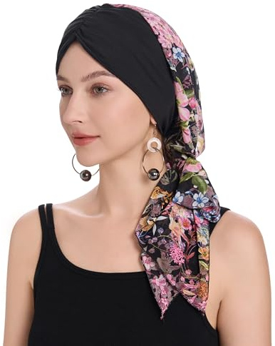 ZLYC Damen Sommer Kopftücher Bedruckt Turban Kopfbedeckung | Dehnbar Dünn Atmungsaktiv