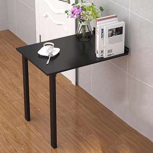 Wandklapptisch, Klapptisch, Kleiner, Platzsparender Schwimmender Schreibtisch, Zusammenklappbarer Computertisch, an der Wand Montierter Klapptisch für Arbeitszimmer, KüChe, WäScherei Usw(Black,90x60cm