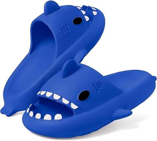 corimori Hai Badeschuhe, Haifisch Badeschlappen rutschfest, schnell trocknend, bequem mit Haifisch-Design (Gr. 34–43)
