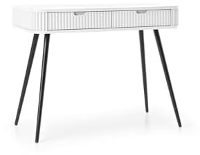 FURNLUX ZOVA Table console blanche et noire 103 x 49 x 80 cm, 25 kg, design moderne, avec 2 tiroirs