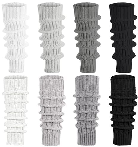 8 Paar Stulpen Damen, Gestrickte Beinstulpen, Leg Warmers Mit Rippendesign, Bequem Beinwärmer für Frauen Mädchen, Stulpensocken & Wadenwärmer für Winter, Fitness,Tanz Ideal als Geschenk zum Muttertag