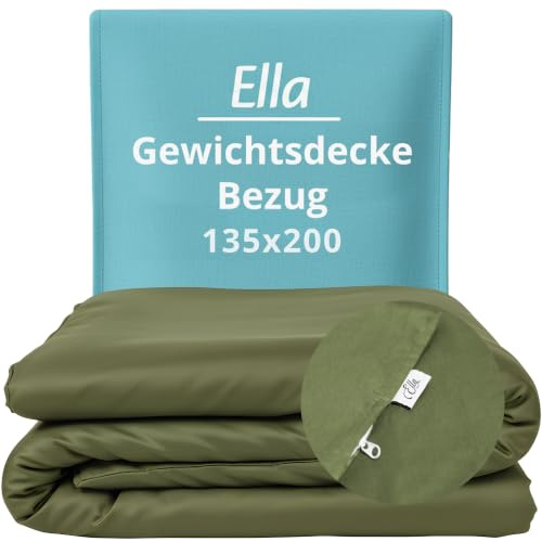 Ella Bettbezug 135x200 cm für Gewichtsdecke - Hergestellt aus 100% Baumwolle - Geeignet für 7 kg und 9 kg Gewichtsdecken - Olivgrün