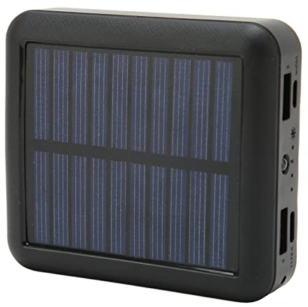 Akozon Power Bank per Telefono Solare da 20000 MAh 4 Porte USB Power Bank Solare Portatile Impermeabile con Cavo di Ricarica per Esterno (BLACK)
