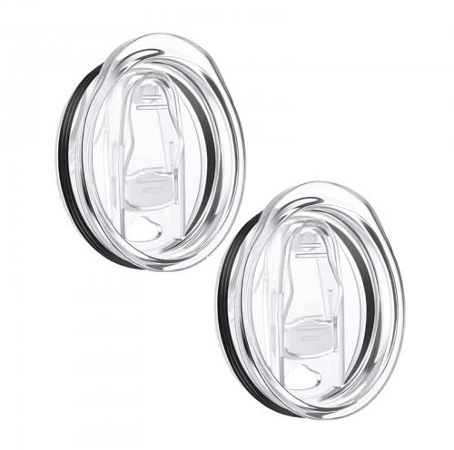 Replacement Lids for 20oz Tumbler, Spill Proof Magnetic Slider Cover Compatible with Yeti Rambler, Stanley Cup and Coffee Travel Mugs, BPA Free Clear Plastic (2 Pack)