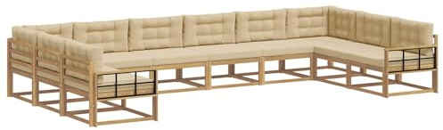 vidaXL Outdoor-Sofagarnitur mit Kissen 10 pcs Weiß und Beige, Moderner Garten-Sofa, strapazierfähige Lounge, Elegantes Patio-Sofa, Sitzplatz im Garten, Möbel für Poolbereich