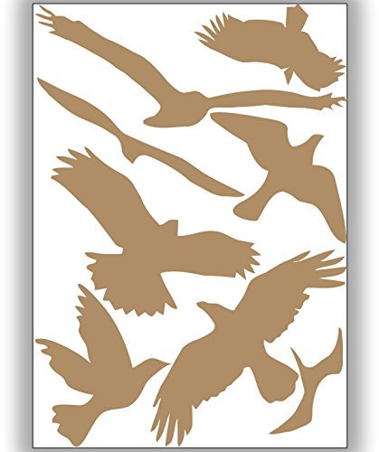 Vogelschutz und Fensterschutz - 8 Aufkleber - Schutz vor Vogelschlag - Sticker Vögel (Hellbraun)