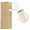 EGLO Wandlampe Townshend 3, 1 flammige Vintage Wandleuchte im Industrial Design, Retro Lampe aus Stahl und Holz, weiß, braun, E27 Fassung