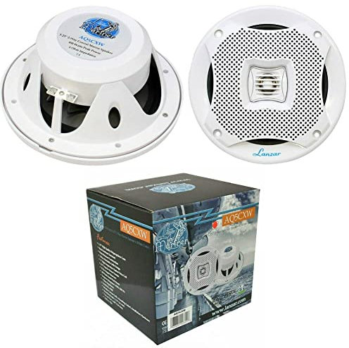 LANZAR AQ5CXW diffuseurs Haut-parleurs étanches Marins Nautiques 2 Voies 200 Watts rms 400 Watts Max 15,60 cm 156 mm 5,25 Camping Voiture mer Bateaux hôtel Bar pub Blanc 1 Couple