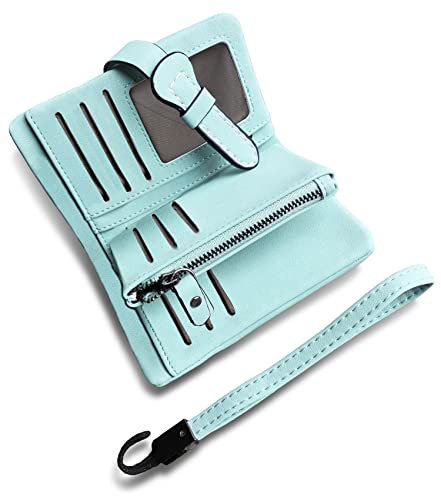 AOXONEL Petit Portefeuille en Cuir à Deux Volets pour Femme avec Blocage RFID avec Porte-Cartes et fenêtre pour Carte d'identité Violet 3, Violet3, Small, Vintage (Light Green)
