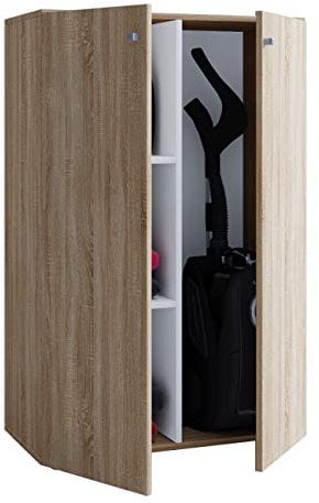 VCM Holz Besenschrank | 4 Fächer | Haushaltsschrank | Maße: B. 70 x H. 111 x T. 38 cm | 2 Drehtüren – Lona L