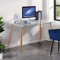GOLDFAN 110cm Moderner Rechteckig Esstisch Glas Metall Beine Geeignet für Esszimmer Büro Wohnzimmer