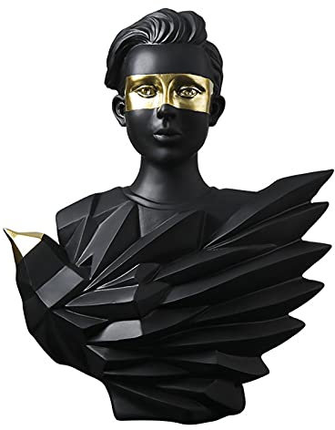 Uziqueif Mann/Frau Skulptur Dekoration Ornament Prunkstück Figur - Moderne Kunst Abstraktes Harz Schnitzen Statuen Für Zuhause, Wohnzimmer, Büro Und Dekor,Men Black Gold
