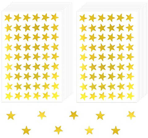 AIEX 1620 Stück 1,5 cm selbstklebende Belohnungsaufkleber, entfernbar, Mini-Sterne-Aufkleber für Schüler, Lehrer, Kinder (Gold)