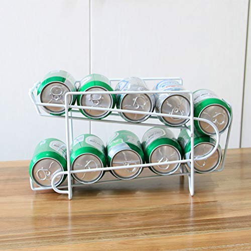 QCSTORE Dispensador de latas de doble capa, estante de almacenamiento, soporte para frigorífico, bebidas, soporte para latas de frigorífico, estantería de doble lata, estantería para frigorífico,