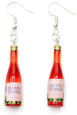 Rotwein Weinflaschen Ohrringe Miniblings Hänger rot Wein Flasche Getränk Vin rouge- Handmade Modeschmuck I Ohrhänger Ohrschmuck versilbert