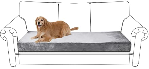 Rosnek Sofa Sitzkissenbezug Sofabezug 3 Sitzer, Samt Sofahusse 3 Sitzer Stretch Couchbezug,Sofa Cover Couch überzug für Sofa überzug L Form,Chaiselongue,Ecksofa,1 Stück,Silber Grau