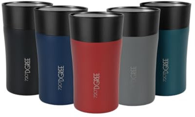 720°DGREE Thermobecher 210ml “PleasureToGo 2.0” - 3 Größen, 3h Heiß, 6h Kalt, Auslaufsicher, BPA-Frei, Hygienisch, 360° Trinköffnung - Travel Mug, Thermo Becher To Go: Schlank, Edel - Rot