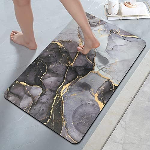 KAZOLEN rutschfeste Badematte Super Absorbierende Badezimmerteppich: dünn 45 x 75 cm Waschbar schnelltrocknende Badvorleger Duschvorleger für Dusche, Badewannen und Badezimmer, Toilette, Dunkelgrau