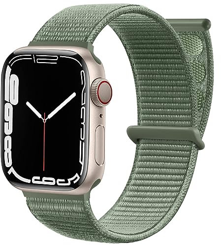 Maledan Solo Loop Correa Compatible con Apple Watch Correa 44mm 38mm 42mm 40mm 41mm 45mm 49mm, Sport Ajustable Band Compatible con iWatch Series 9 8 7 6 5 4 3 2 1 SE, 42mm/44mm/45mm/49mm, Verde Pino