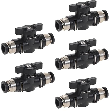 Pneumatik Steckverbinder, 5 Stk Pneumatischer Kugelhahn, 6 mm Gerade Pneumatik Steckverbinder,Luftdurchfluss-Regelventil mit geradem Schnellanschluss für Luftschlauchverschraubungen