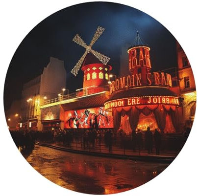 Moulin Rouge Leder-Untersetzer-Set, 4 Stück, leicht zu reinigen, für Bar, Küche, Heimdekoration