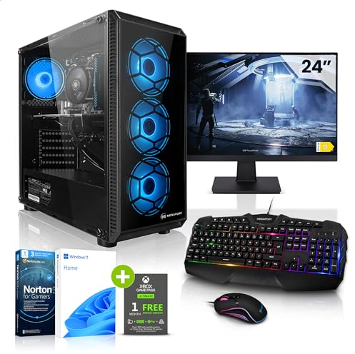 Megaport Komplett Set Gaming PC AMD Ryzen 5 4500 • GeForce RTX3050 6GB • 24 Monitor • Windows 11 • 16GB DDR4 • 1TB M.2 SSD • Tastatur • Maus • pc Gaming komplettpaket