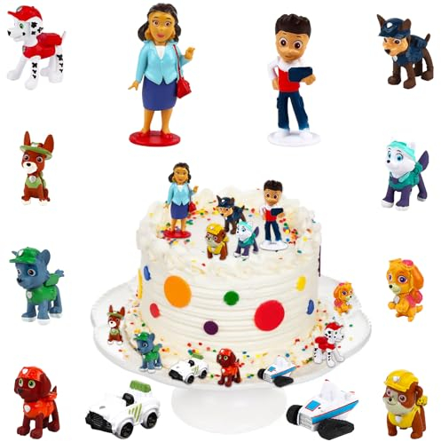Huanmin Hund Patrol Kinder Tortendeko, Hund Patrol Tortenfiguren12 Stück Kuchen Deko Figur, Theme Geburtstag Party Kuchen Dekoration, Geburtstag Kuchen für Geburtstagsfeier Cupcake für Kinder, Junge