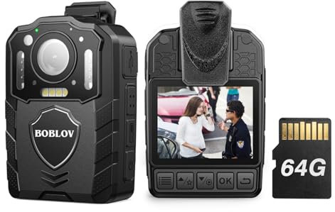 BOBLOV KJ25 1080P 64GB Body Camera, Night Vision Body Worn Camera with Pre/Post-Recording, Built-in 3000mAh Large Battery for 13 Hours Video Shooting with Audio, for Law Enforcement