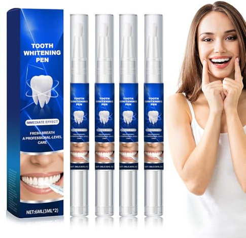 Landrain 4 Stück 12ml Zahnaufhellung Stift, Schnelles Sanftes Teeth Whitening Pen