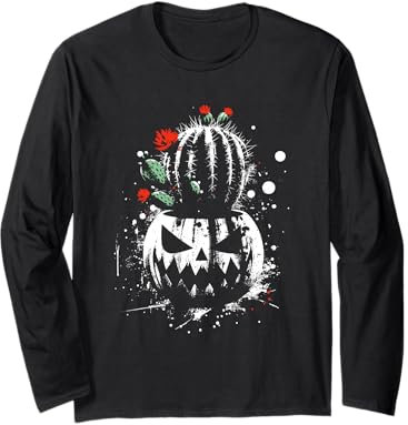 Jack O' Lantern Cactus - Zucca raccapricciante amante di Halloween Maglia a Manica