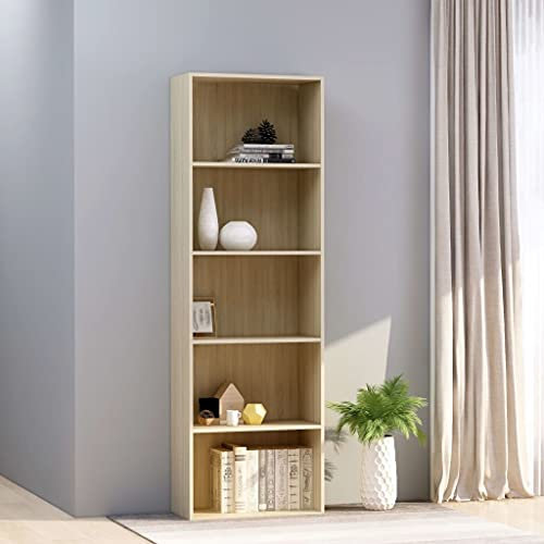 NQJIBUE Regal 5 Etagen Bücherschrank Sonoma Eiche 60x30x189cm Holzwerkstoff Bücherregale & Standregale