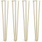 [HLC] 4 x Heavy Duty Hairpin Table Legs – Superior Double Weld Steel Construction with Free Screws, Build Guide & Protector Feet, Worth £8 Included! – 12mm Steel [28/71cm, 3 Rod, Satin Brass]