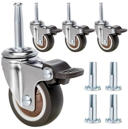 JGJC 2 Non-Marking Rubber Caster Wheels 4-Pack, 5/16×1-1/2 M8 Stem