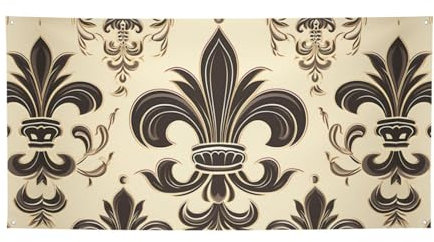 Fleur-De-Lis and Coat Arms Knight Banner Wall Hanging Backdrop Banner Large Party Banner Sign Poster Small Party Backdrops For New Year Graduation Wedding Birthday Party Decor