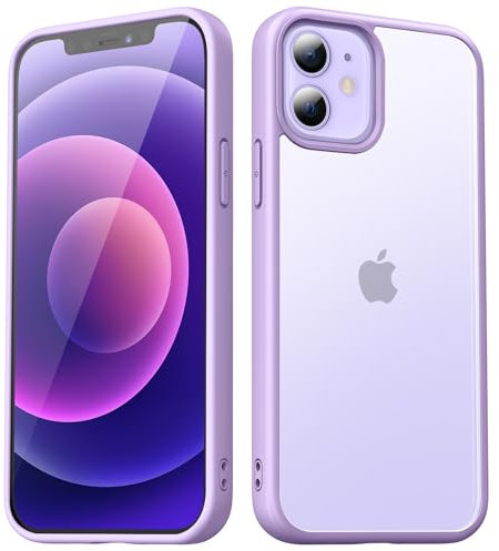 TIIXXA Matte Case for iPhone 12 Case/12 Pro Case 6.1-Inch, Shockproof Drop Protection, Frosted Translucent Back Phone Cover, Anti-Fingerprint (Purple)