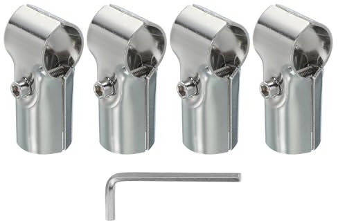 PATIKIL 1 2 Way t Pipe Clamp Connector, 4 Pcs Stainless Steel Chain Link Fence Clamps for Coat Racks Store Shelves Bracket Rail Project Tube Connectors, Silver