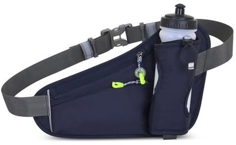 ROSSRORE Outdoor Unisex Waist Bag, Multi-Functional Sports Running Cycling Waterproof Water Bottle Waist Pack, Hip Bag with Water Bottle Holder Dark Blue