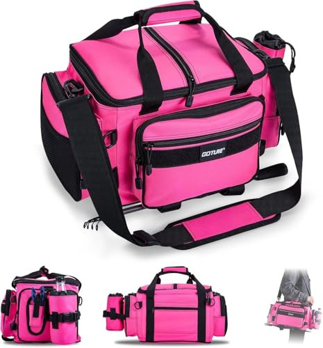 Goture Angeltasche, weiche Seite, wasserabweisend, Umhängetasche, Verstellbarer Angelrutengurt, Angelrucksack Mit gepolsterten Schultergurten und rutschfestem