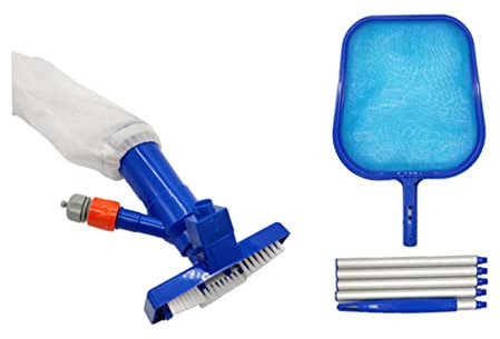 VICASKY 1 Set Pool Vacuum Cleaner Kit with Fine Mesh Skimmer Blue Includes Telescopic Rod for Efficient Swimming Pool and Cleaning